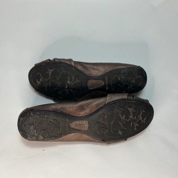 Born Womens Metallic Brown Leather Shoes Ballet Flats Casual Comfort Slip-On 8 - Picture 8 of 9